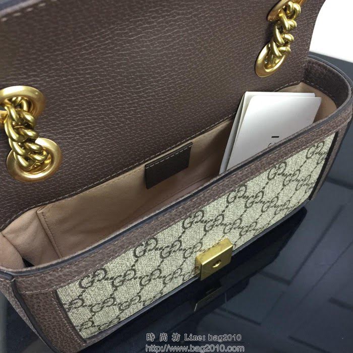 GUCCI古馳 新款 專櫃品質 原單 446744 啡Pvc啡皮 鏈條 單肩 斜挎包HY1455